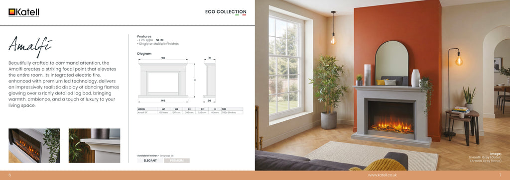 Katell Amalfi electric fireplace in a room setting