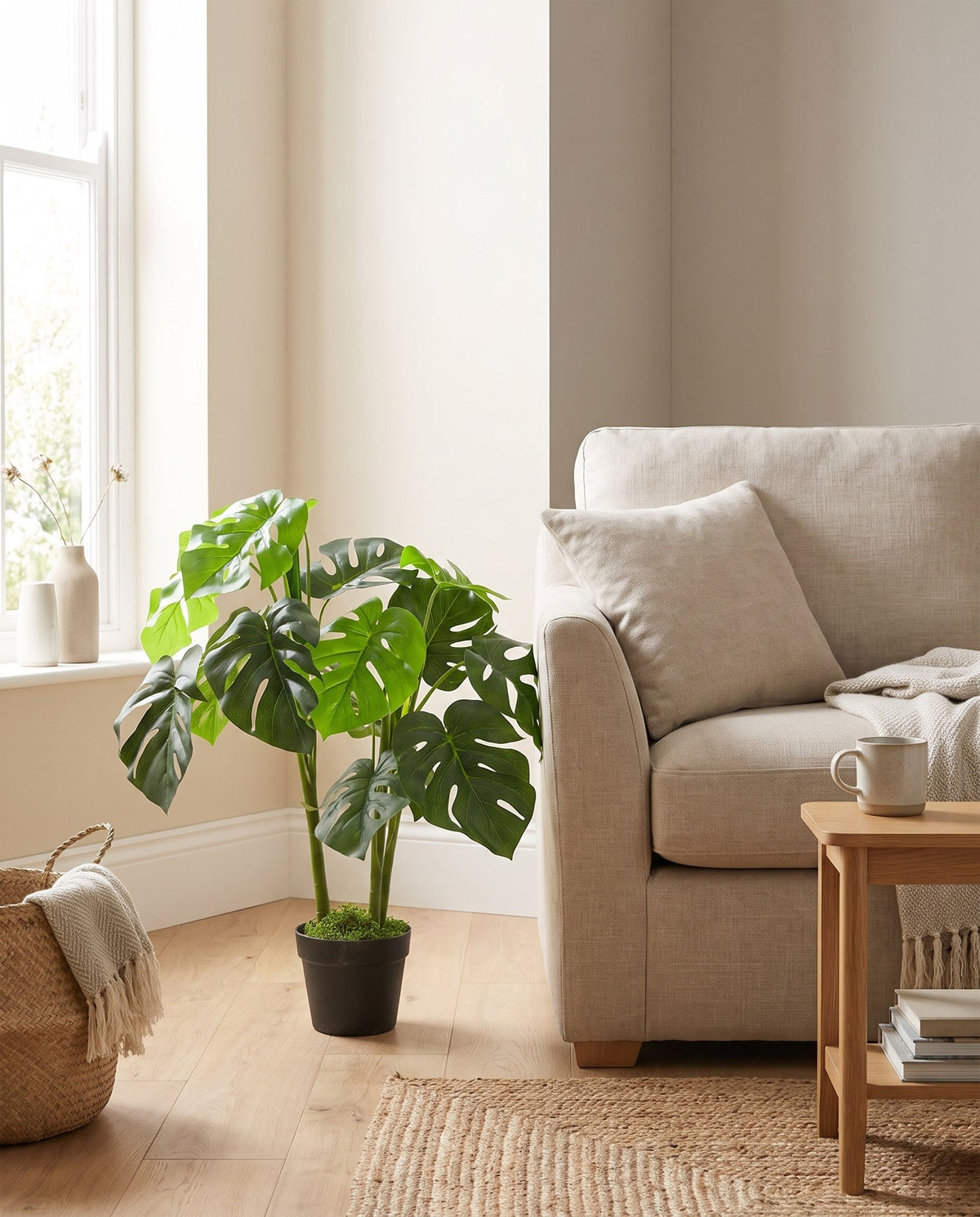 Artificial Monstera Plant - 80cm Monstera styled in a room