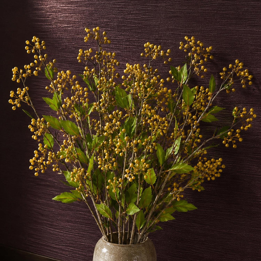 Pack of 6 x 90cm Artificial Yellow Berry Stem styled in a room