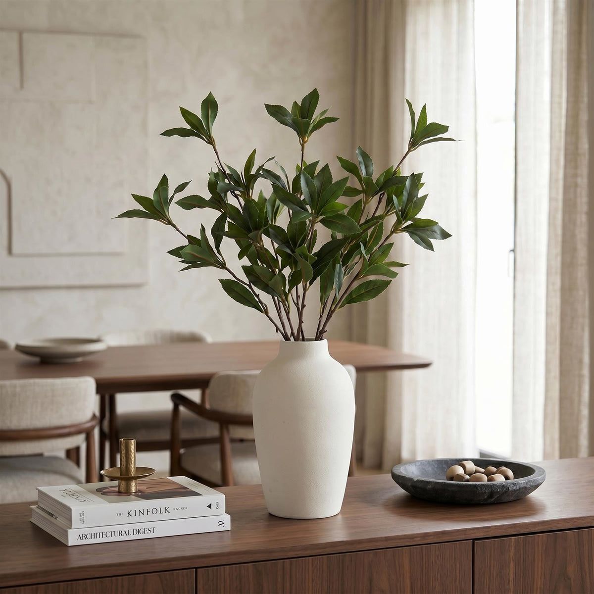 Pack of 6 x 55cm Artificial Laurel Leaf Spray Stem