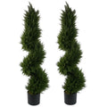 Pair of 120cm Premium Artificial Cypress Sprial Topiary