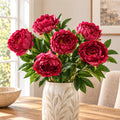 Pack of 6 x 80cm Artificial Dark Pink Peony Stem styled in a room