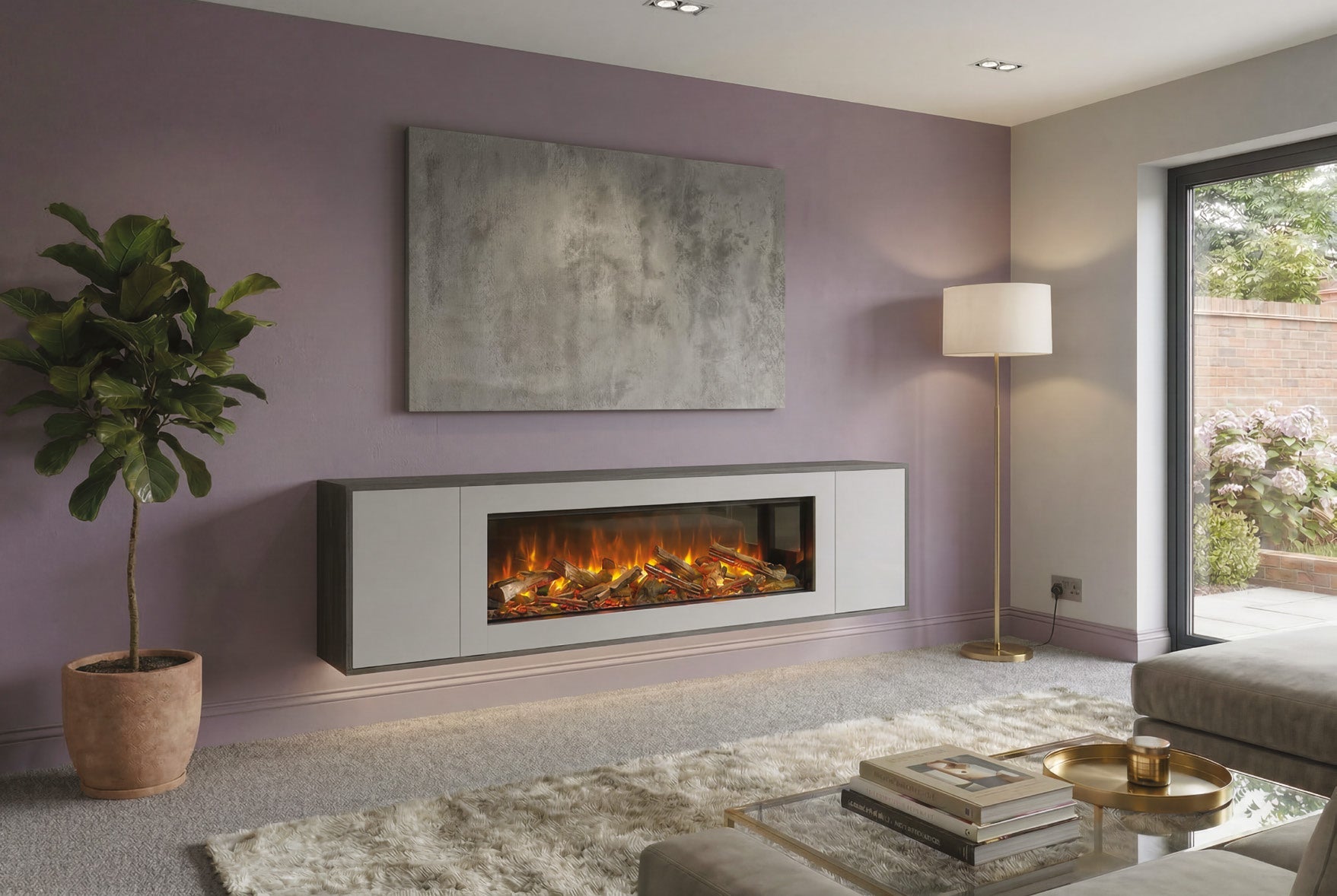 Katell Bari media unit electric fireplace