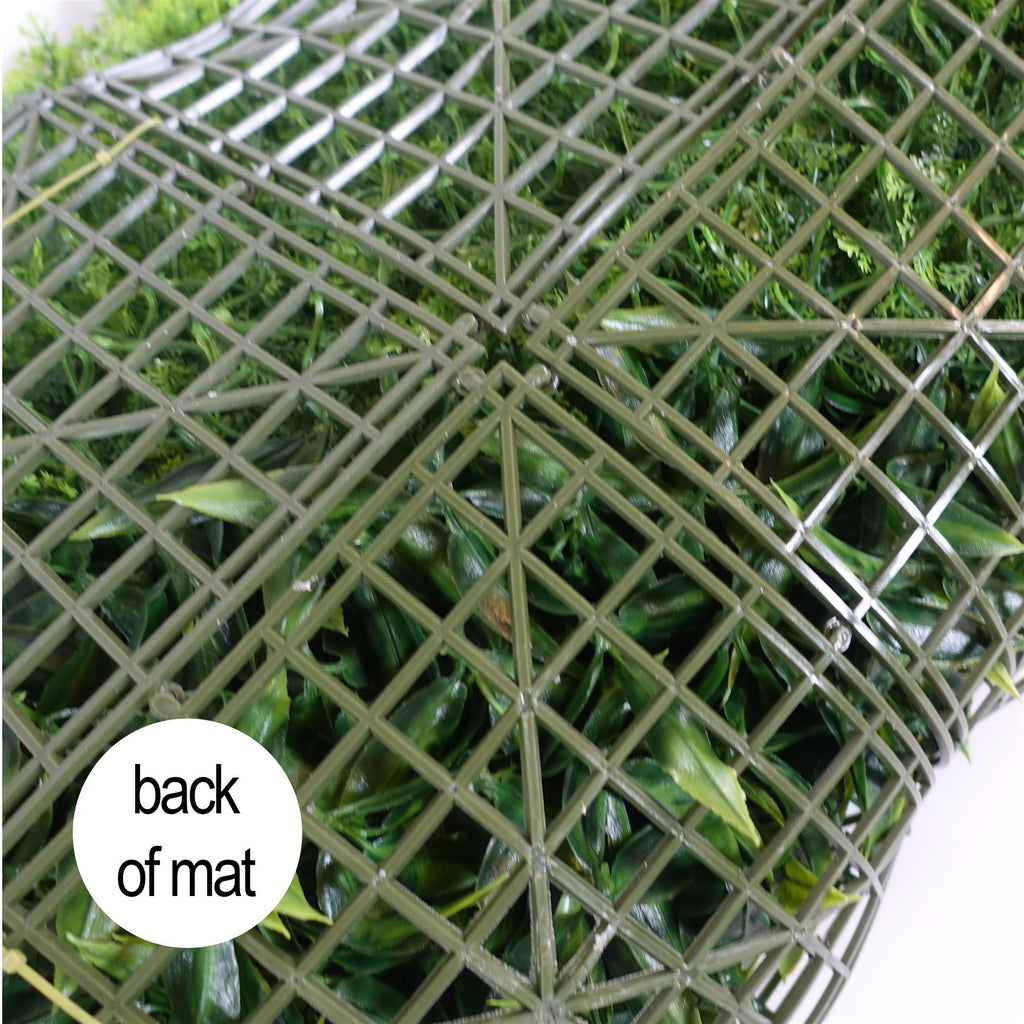 100cm Artificial Mixed Green Foliage Wall Panel with Ferns and Yellow Grass Accents