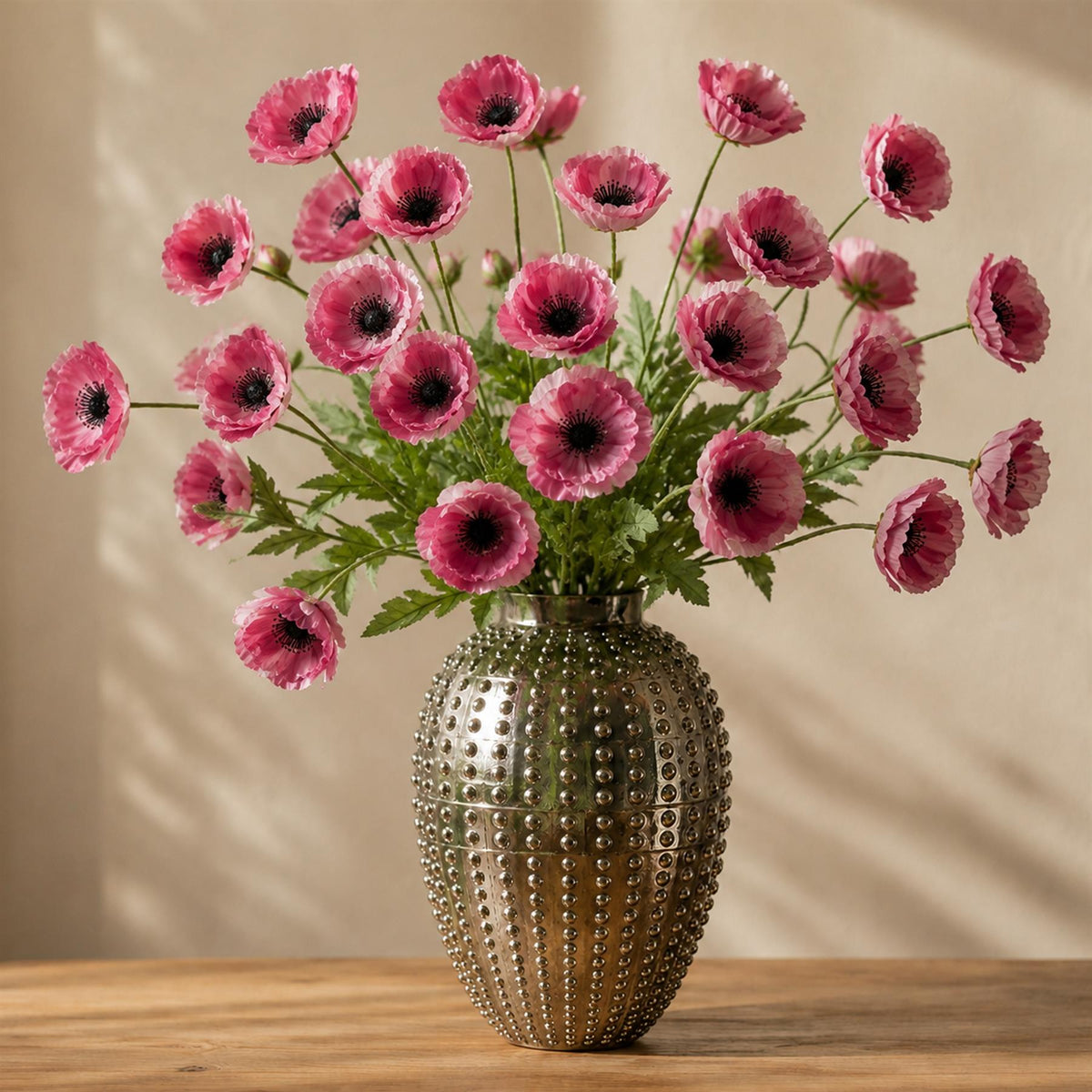 Pack of 6 x 60cm Artificial Purple Poppy Sprays - 4 Flowers Each