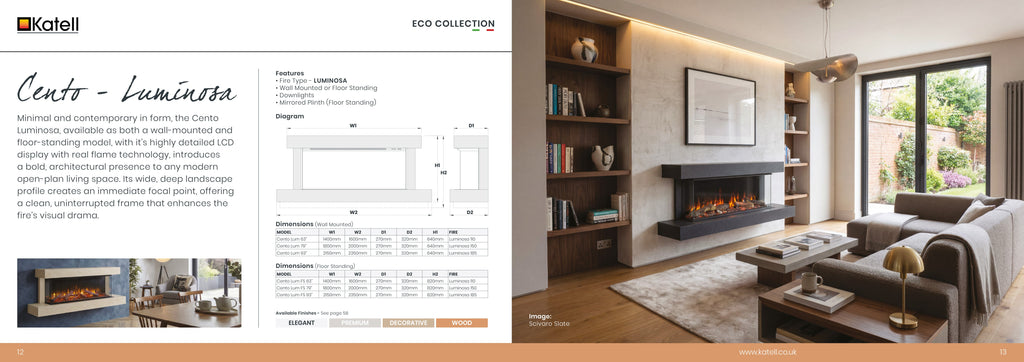 Katell Cento electric fireplace in a room setting