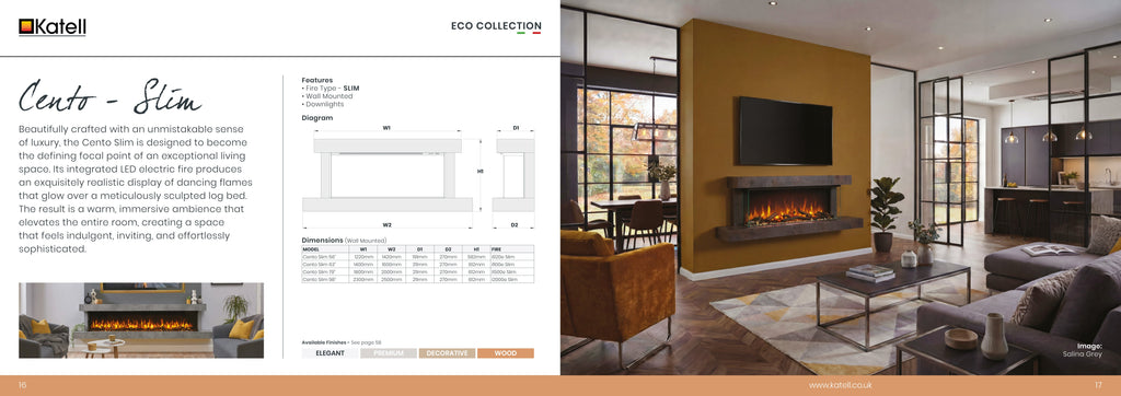 Katell Cento electric fireplace in a room setting