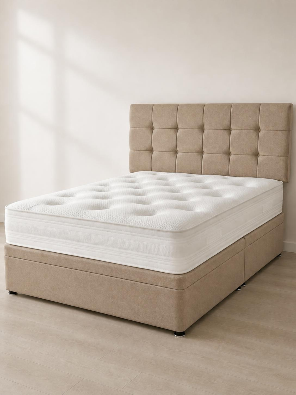 Clyde 2 Drawer Divan Set & 24" Headboard Package Deal – hero three-quarter view