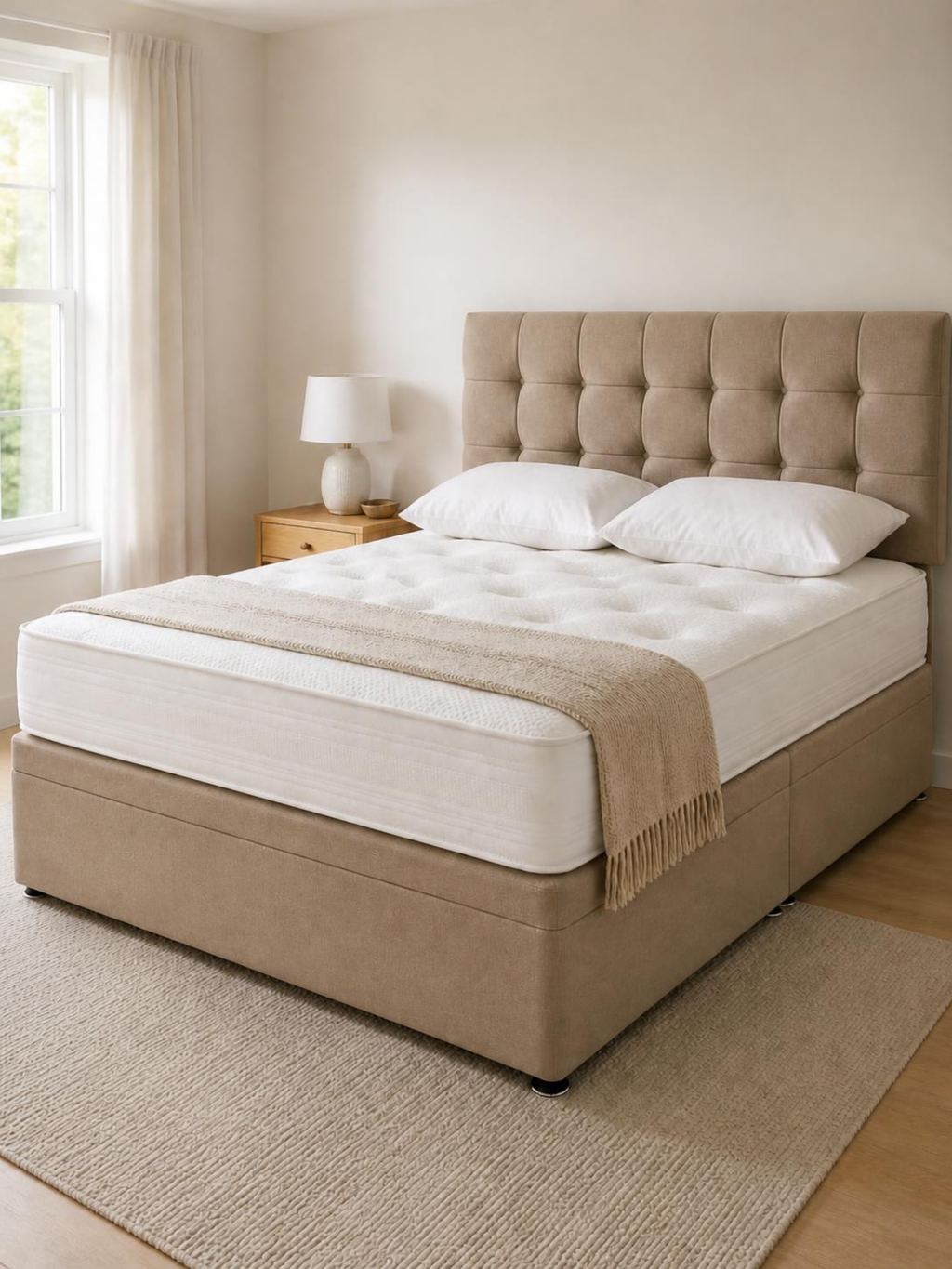 Clyde 2 Drawer Divan Set & 24" Headboard Package Deal – in a bedroom