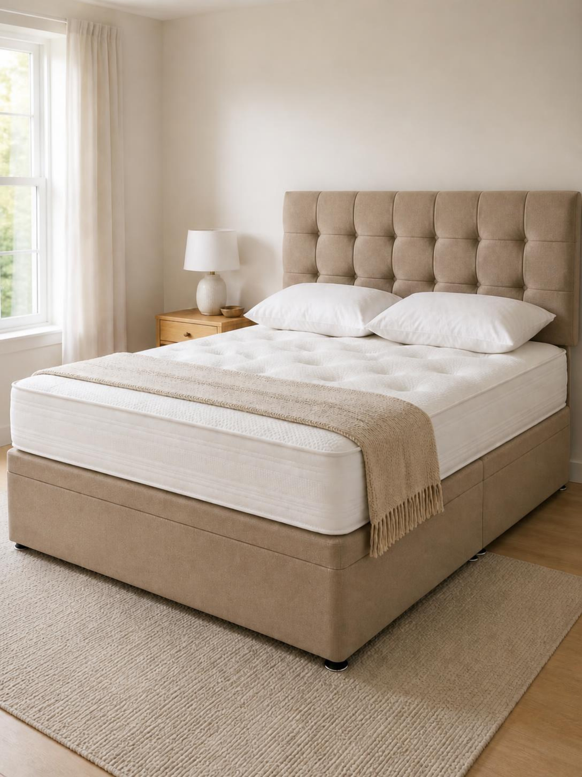 Clyde 2 Drawer Divan Set & 24" Headboard Package Deal – in a bedroom
