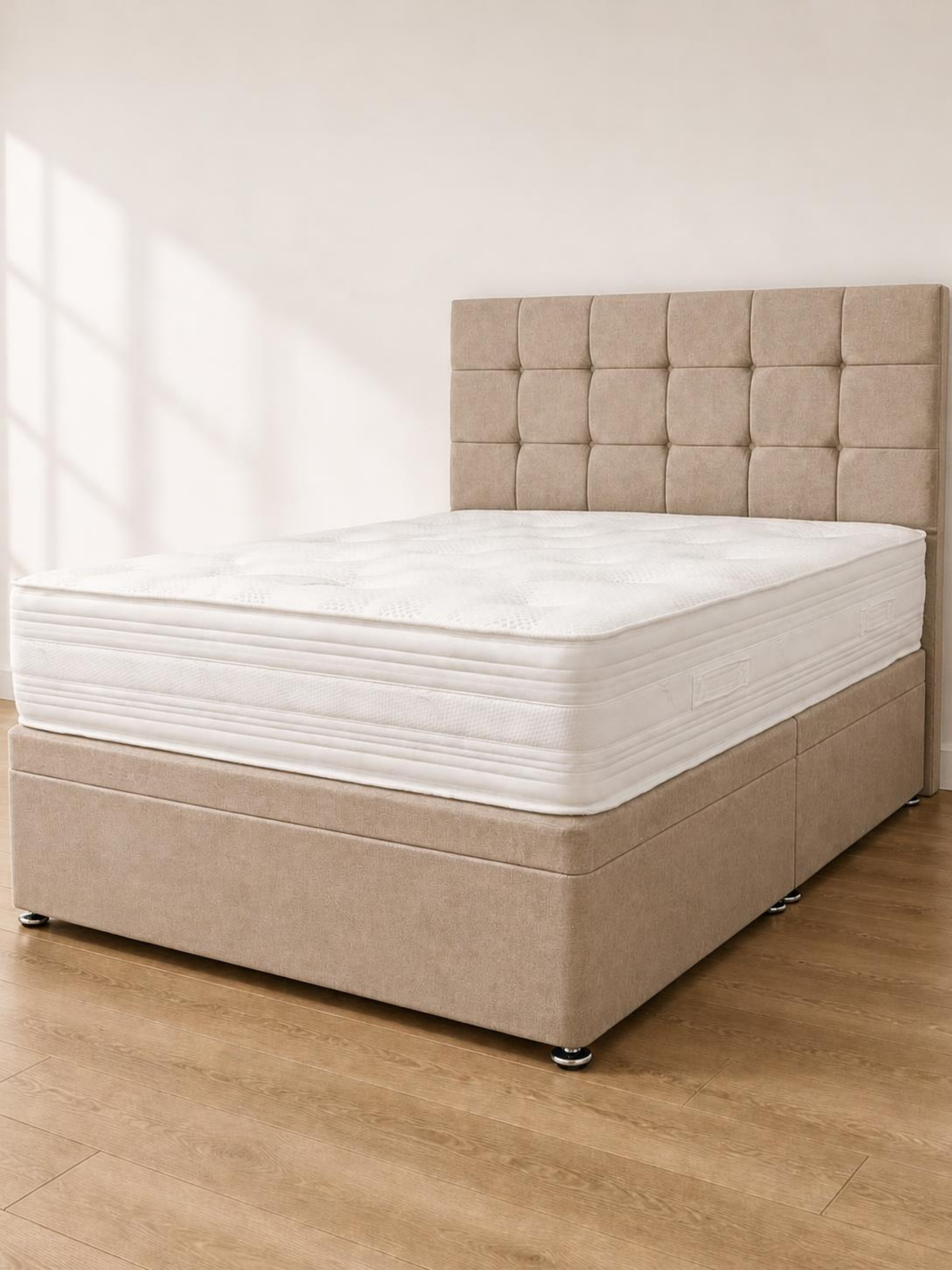 Clyde 1000 Ottoman Storage Divan Set & 24" Headboard Package Deal – hero three-quarter view