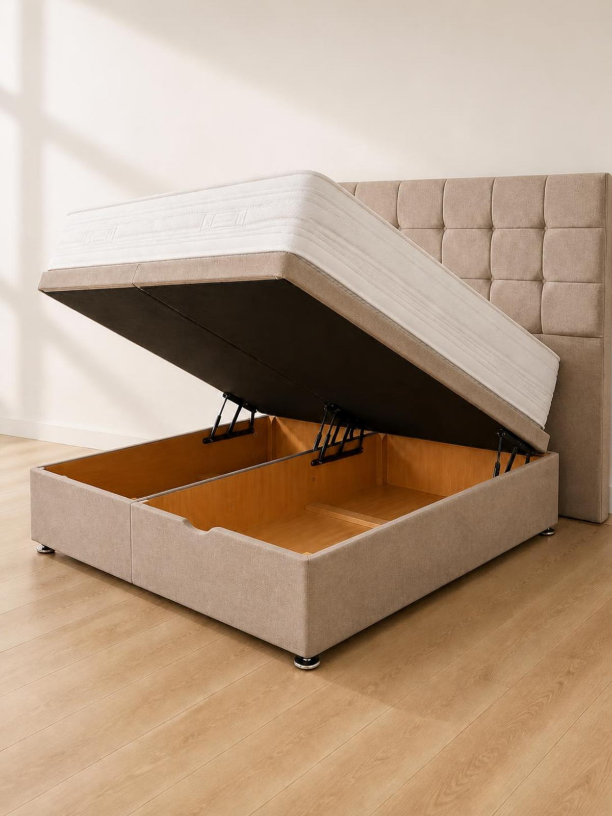 Clyde 1000 Ottoman Storage Divan Set & 24" Headboard Package Deal – ottoman open