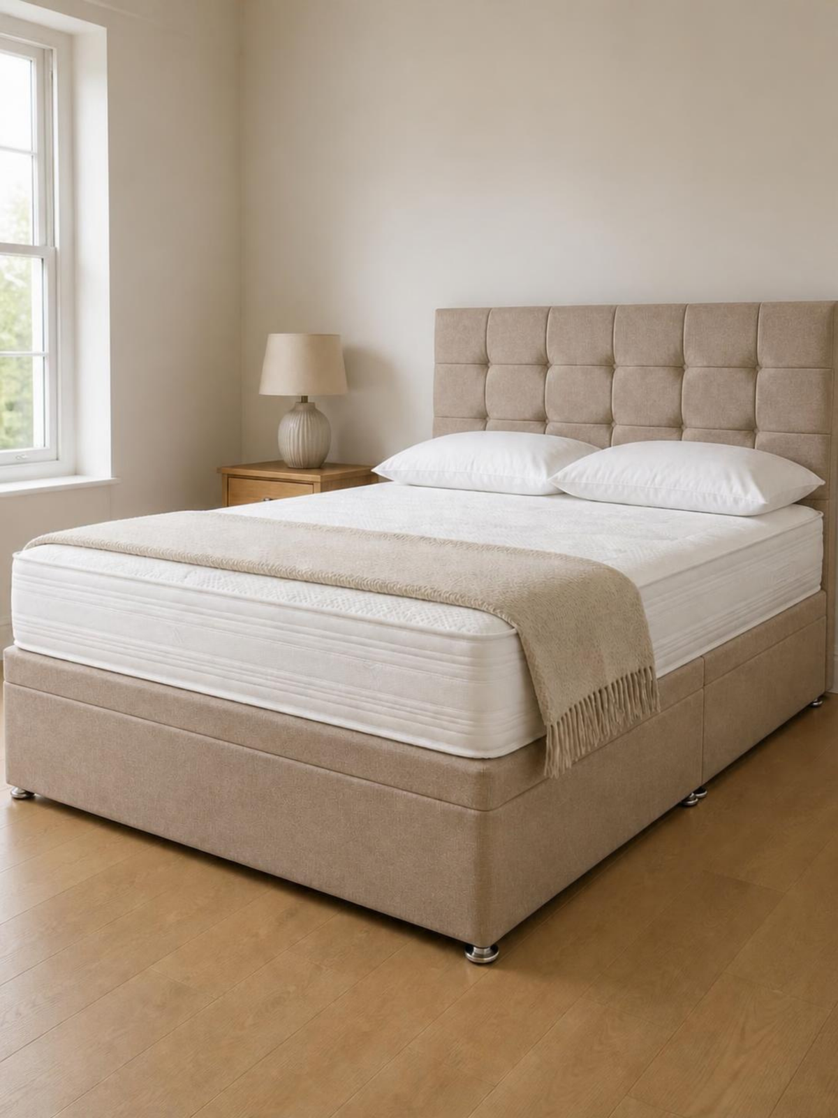 Clyde 1000 Ottoman Storage Divan Set & 24" Headboard Package Deal – in a bedroom