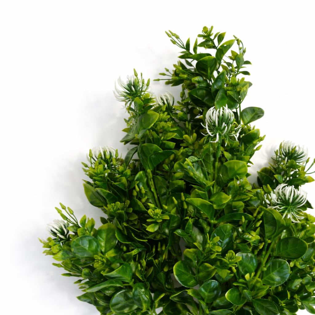 75cm Artificial Boxwood & Budding Foliage Bush Stem
