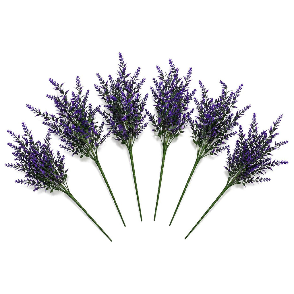 Pack of 6 x 34cm Artificial Purple Heather Stem Plant