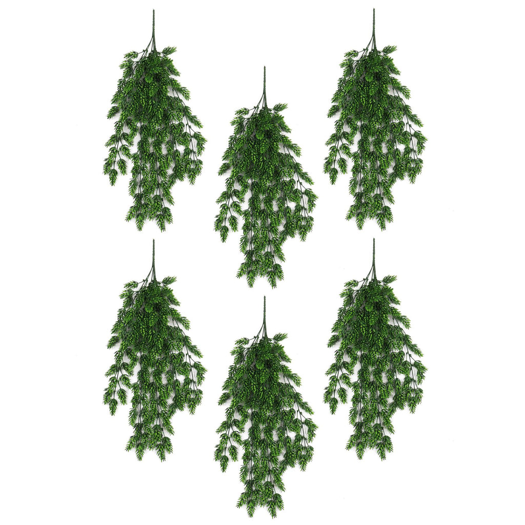 Pack of 6 x Hanging UV and Fire Resistant Artificial Clustered Fern Plant 128cm