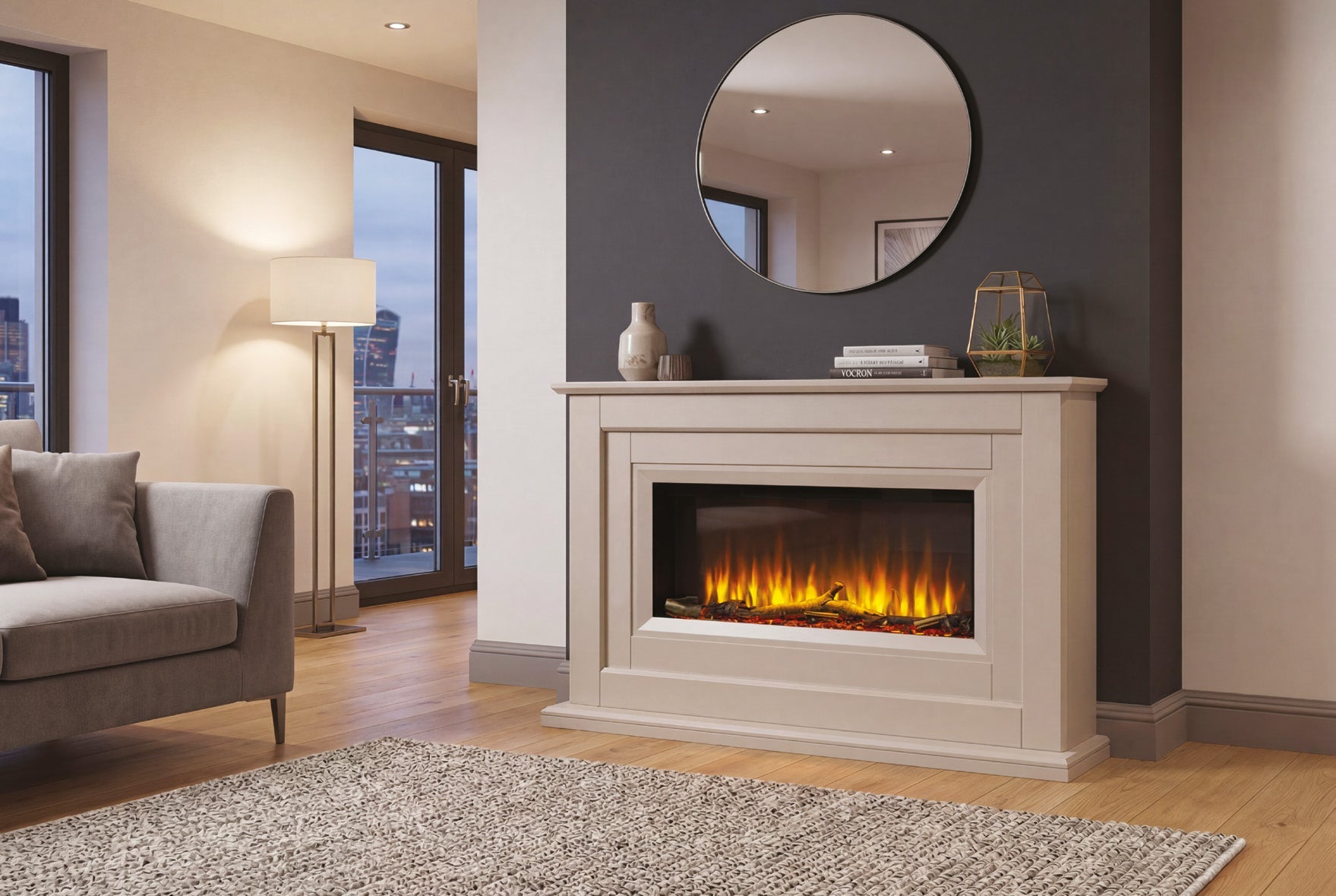 Katell Delfina electric fireplace suite