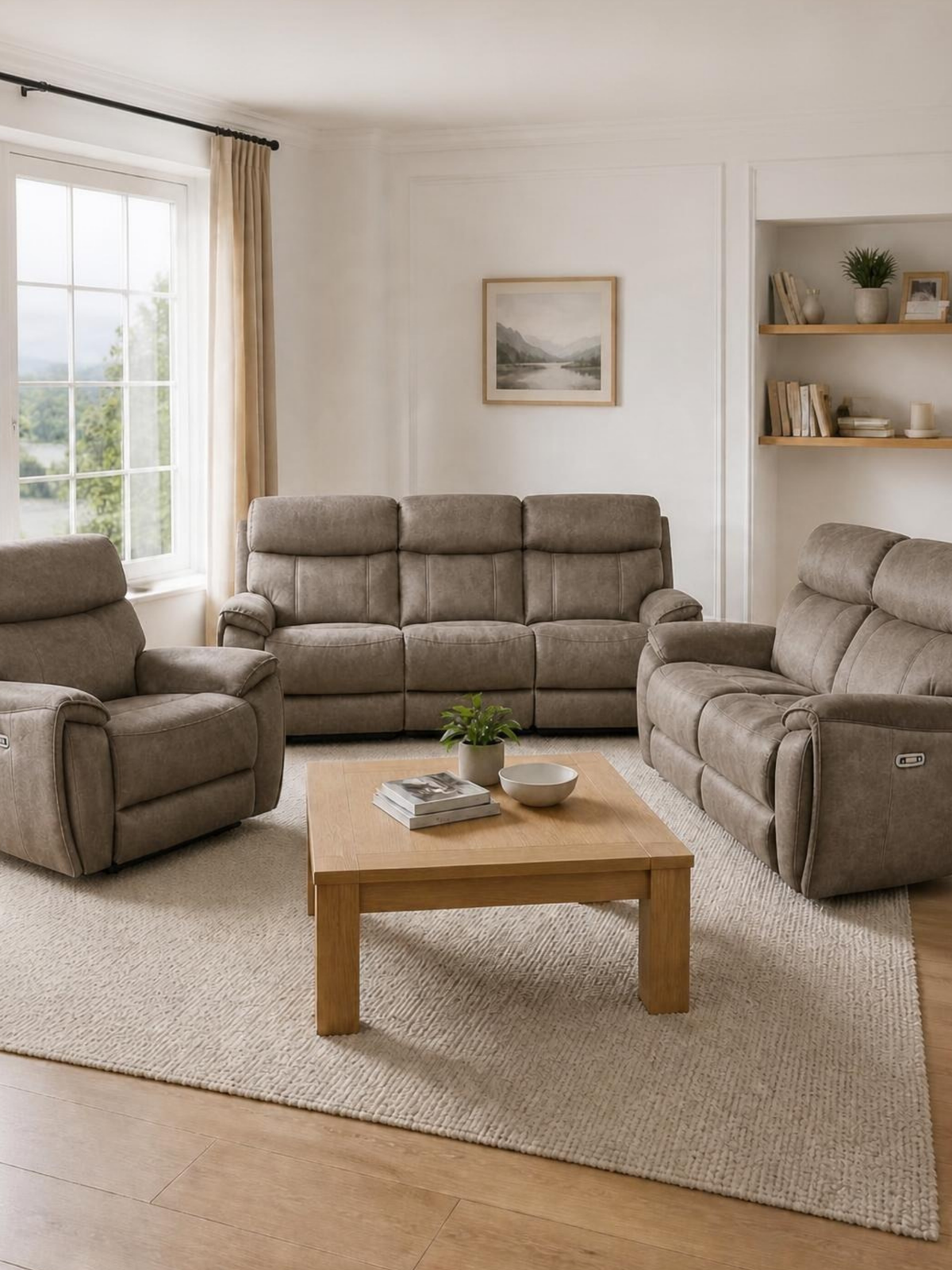 The Dream 2000 recliner sofa in Taupe – in a living room