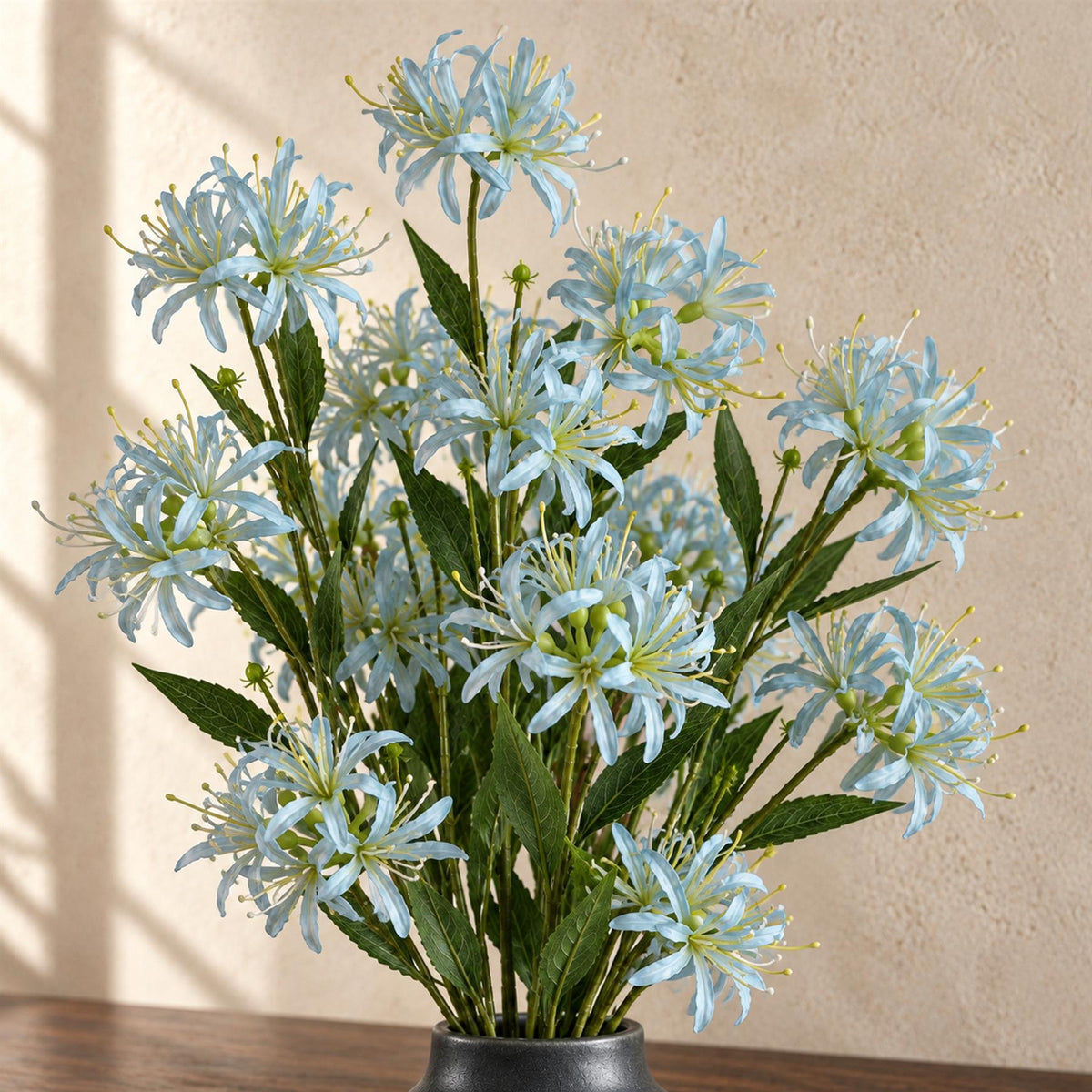 Pack of 6 x 72cm Artificial Light Blue Spider Lily Stems