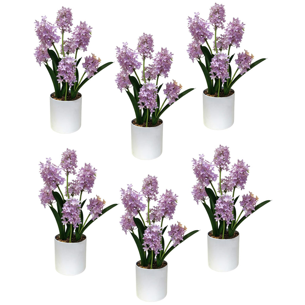 Pack of 6 x 55cm Hyacinth Purple Artificial Potted