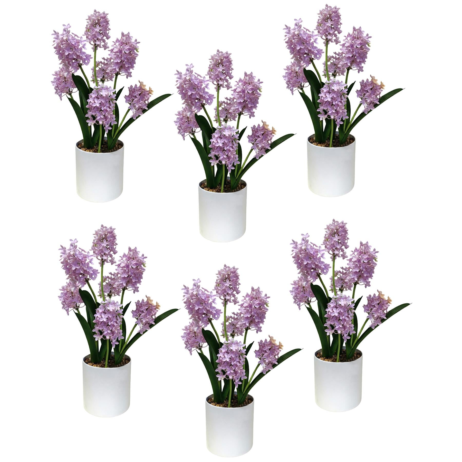 Pack of 6 x 55cm Hyacinth Purple Artificial Potted