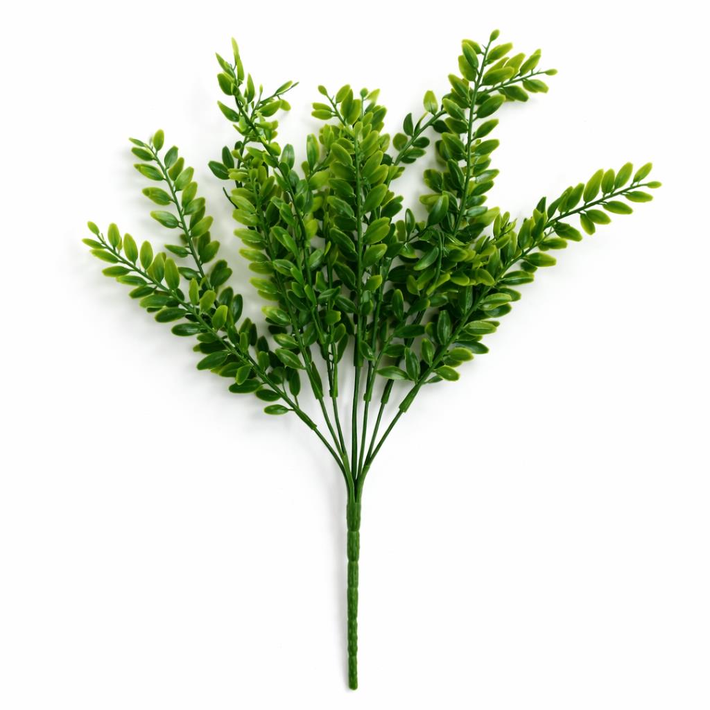 32cm Artificial Boxwood Style Foliage Spray Stem – Faux Green Leaf Bush