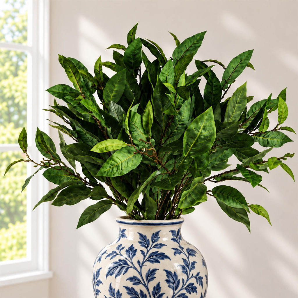 Pack of 6 x 90cm Artificial Ficus Foliage Stem styled in a room