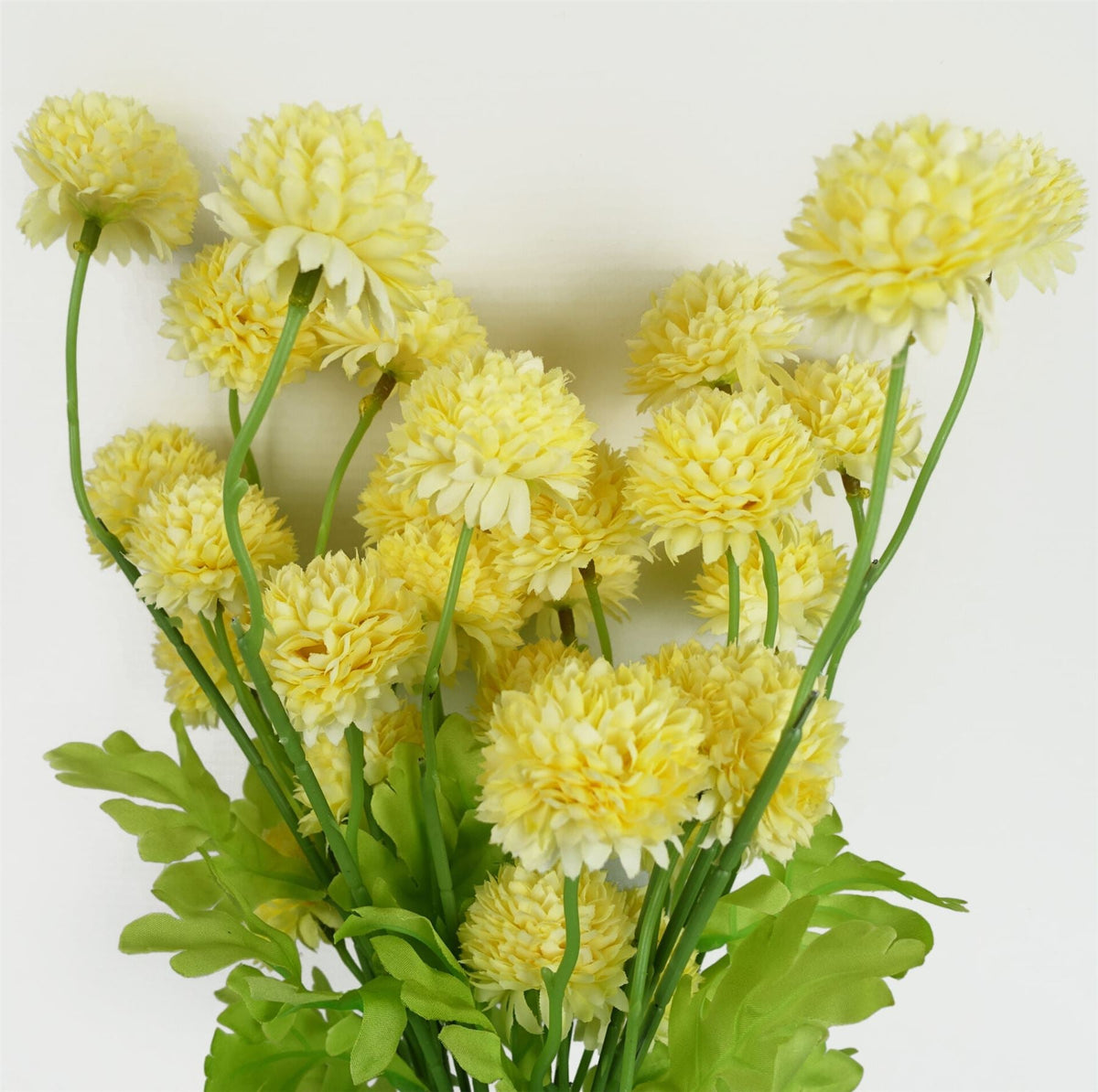 Pack of 6 x 50cm Dahlia Pompom Yellow Artificial Stem styled in a room