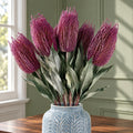 Pack of 6 x 75cm Banksia Menziesii Pink Flower Stem Artificial styled in a room