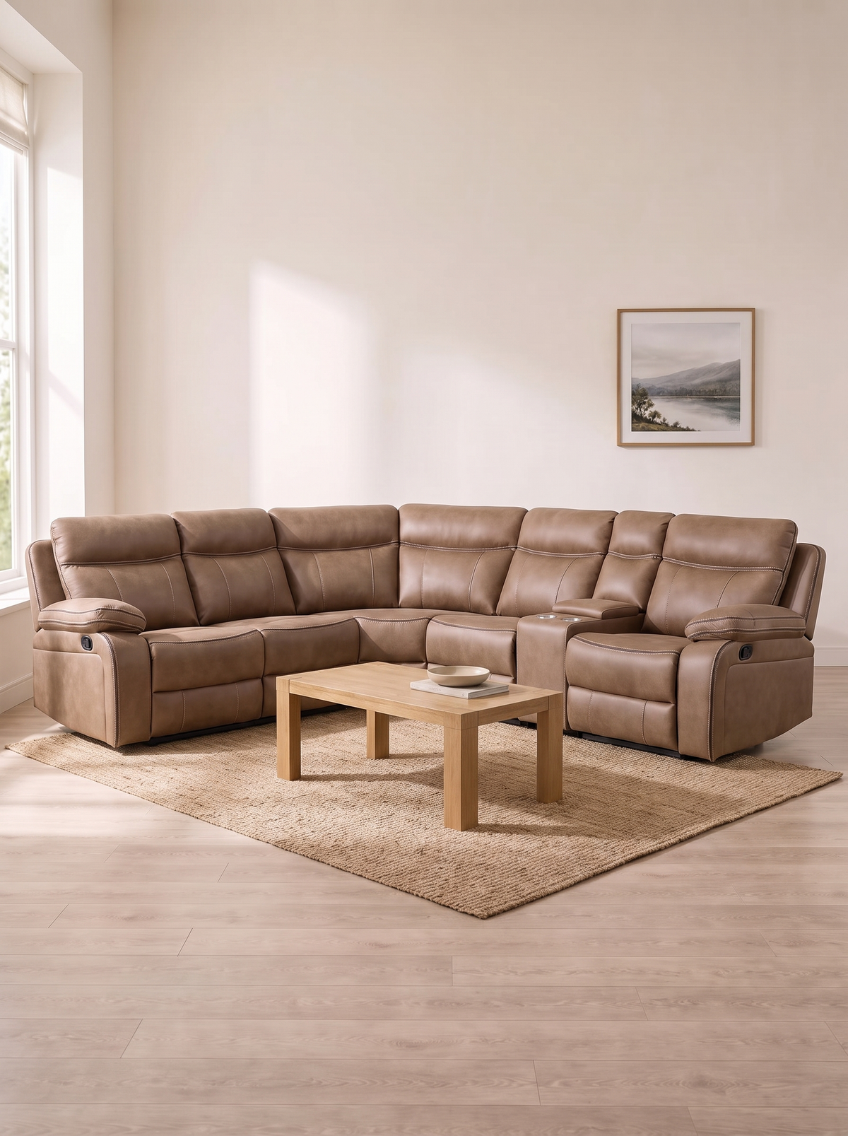 Kendal Corner Modular Recliner Suite – in a living room