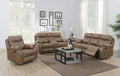 Kendal tan leather-look recliner suite