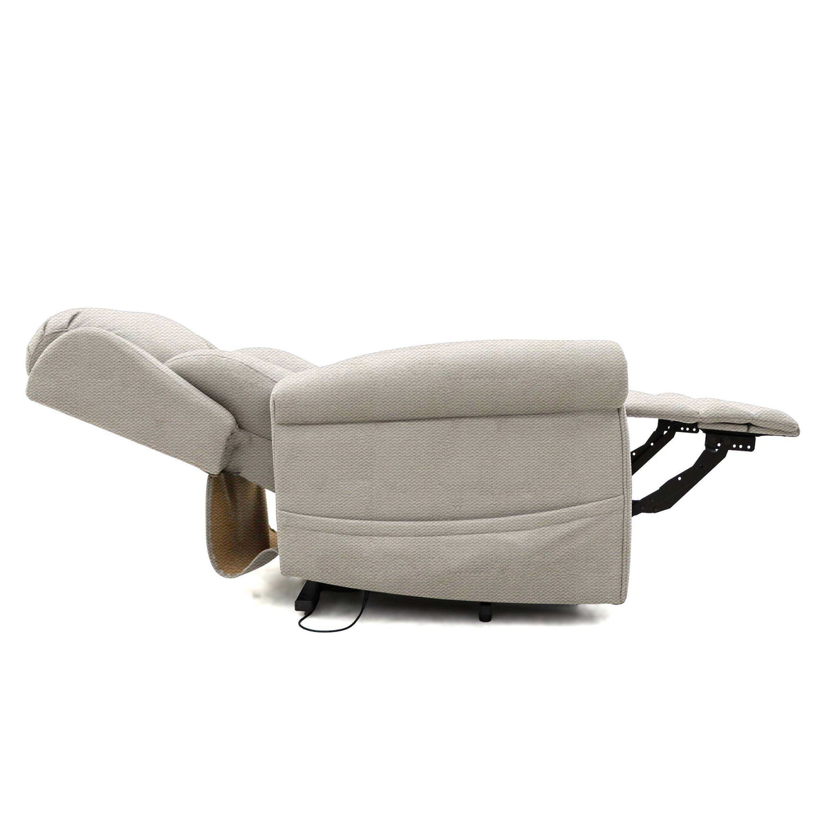 Dallux Nevis riser recliner chair in Cream, fully reclined