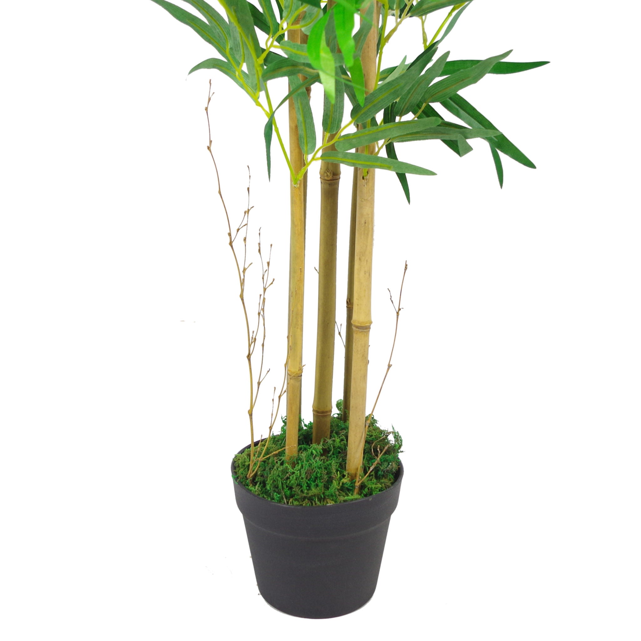 120cm (4ft) Natural Look Artificial Bamboo Plants Trees with Silver Metal Planter