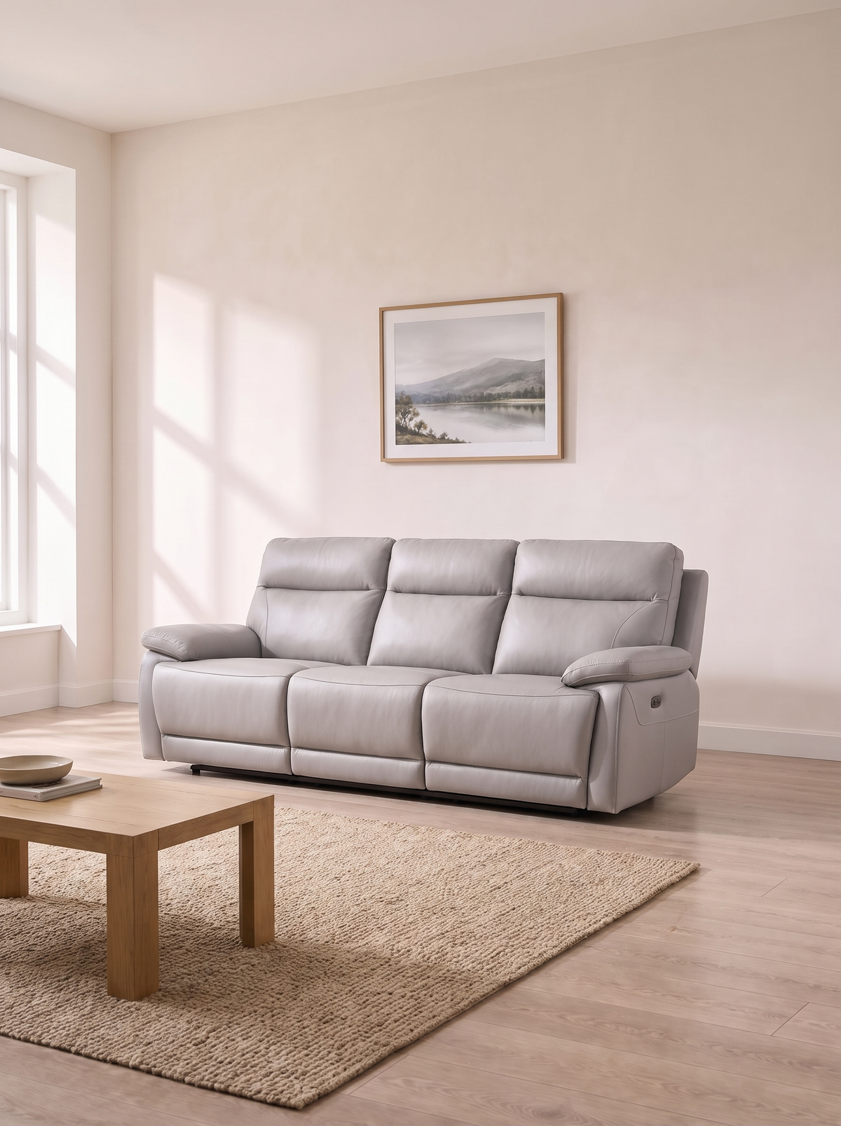 Lomond Leather Power Recliner Suite – in a living room