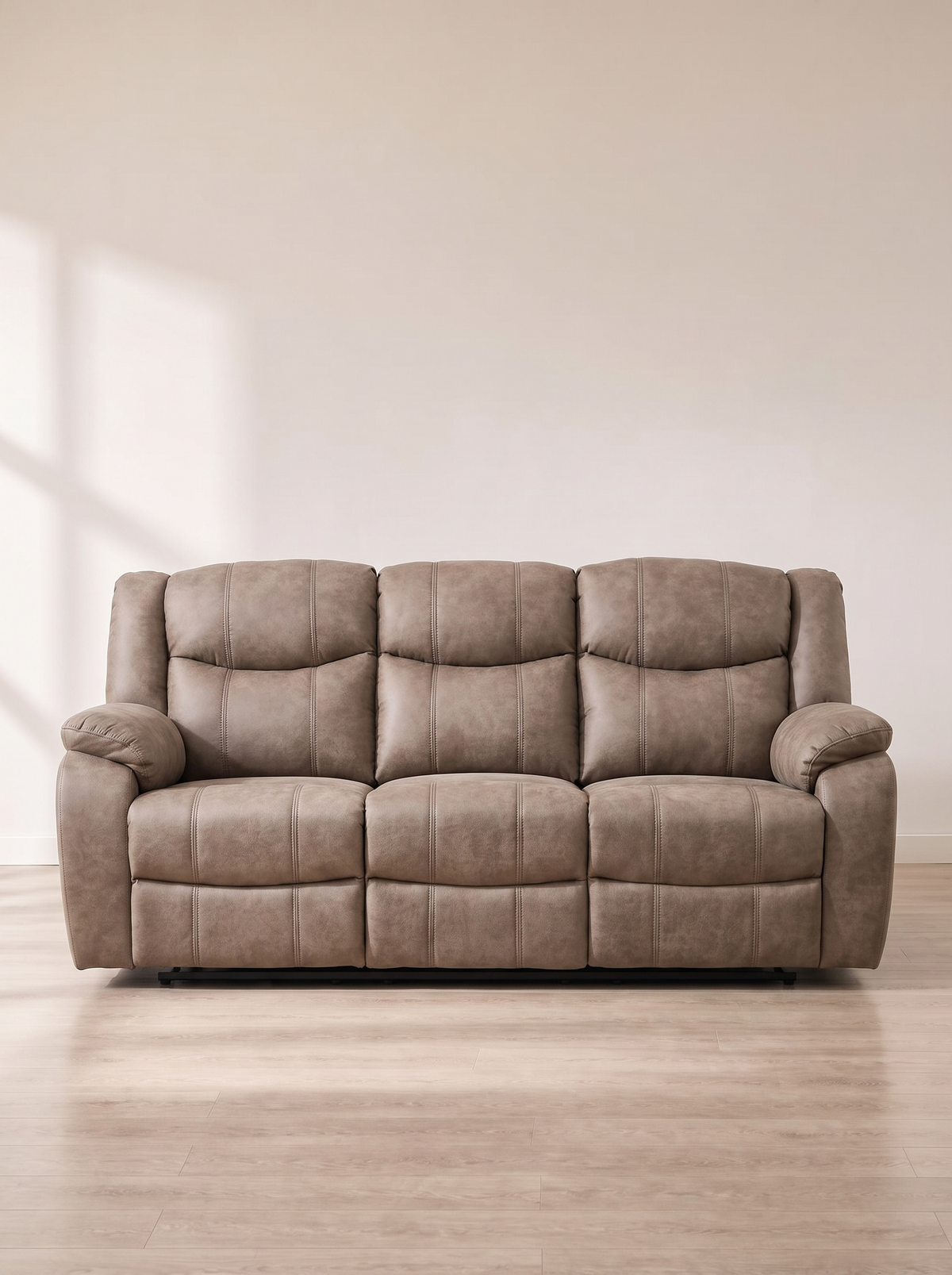 London Manual Recliner Sofa in mink – front view