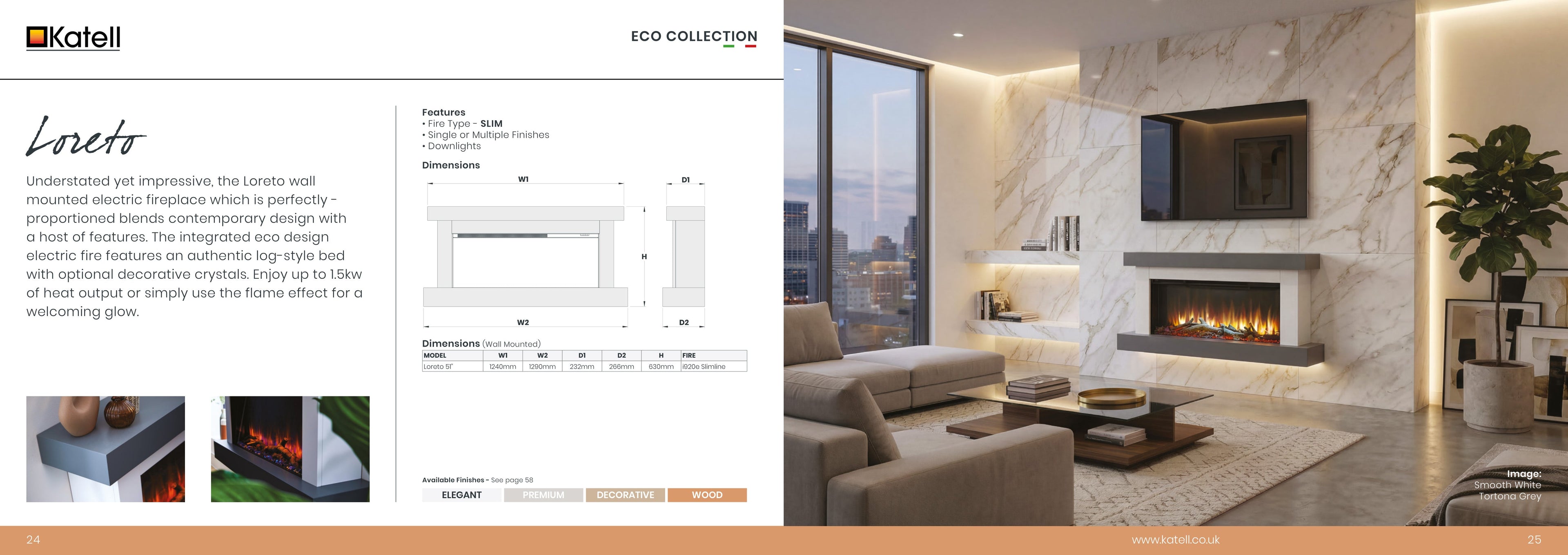 Katell Loreto electric fireplace in a room setting