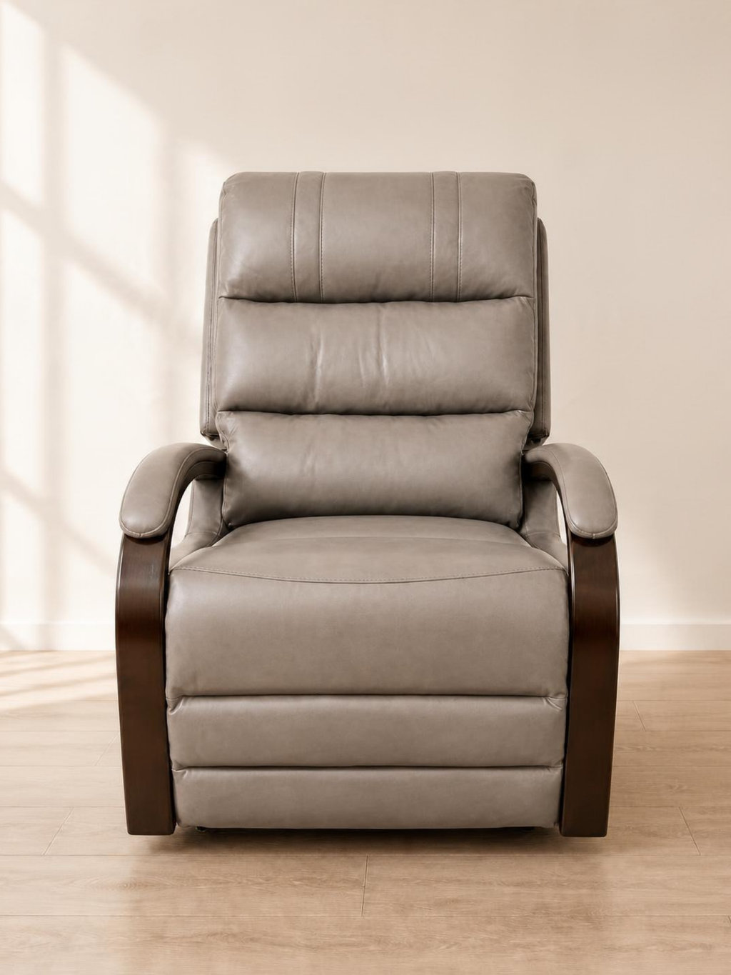 Luxury Dual Motor Rise & Recliner Chair – Grey Leather Look – front view