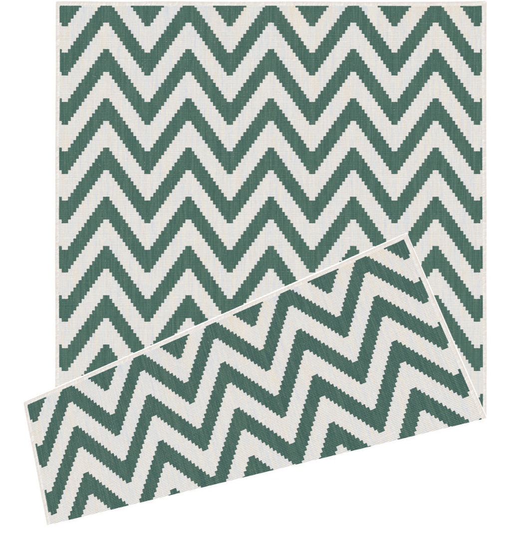 Duo Weave Chevron Green Rug