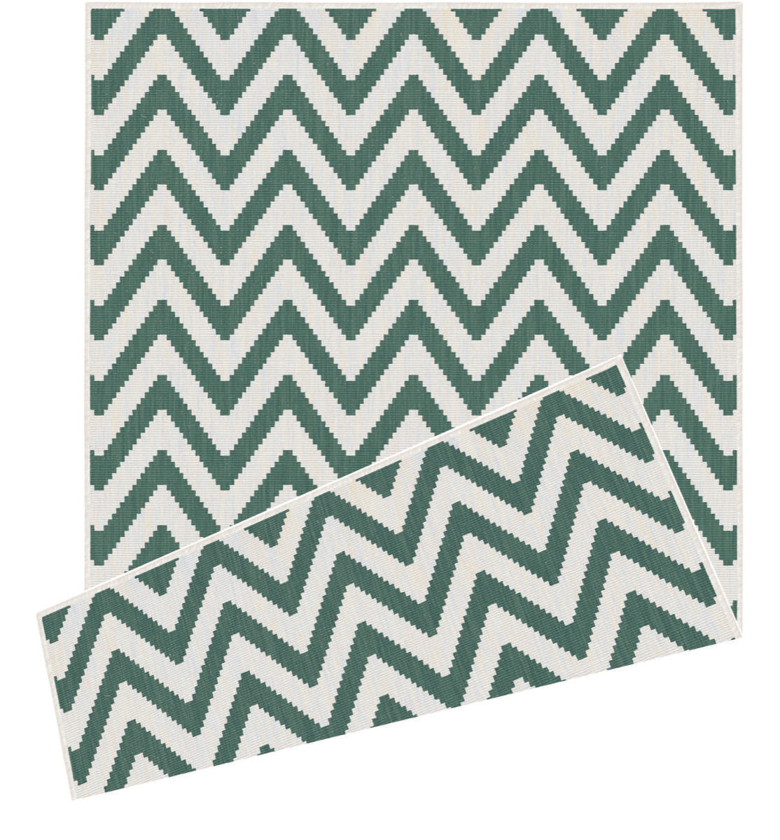 Duo Weave Chevron Green Rug