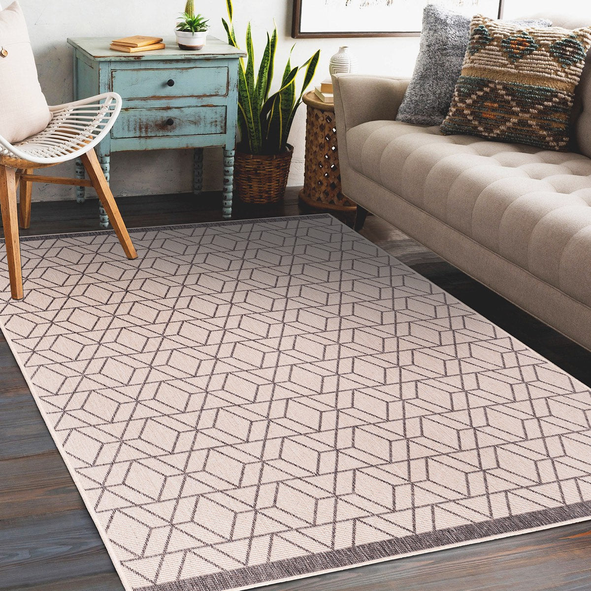 Duo Weave Diamonds Grey Rug