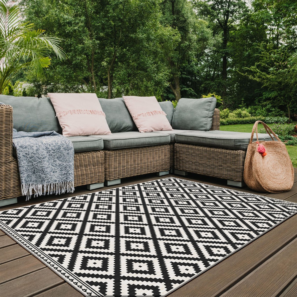 Duo Weave Modern Geo Black Rug