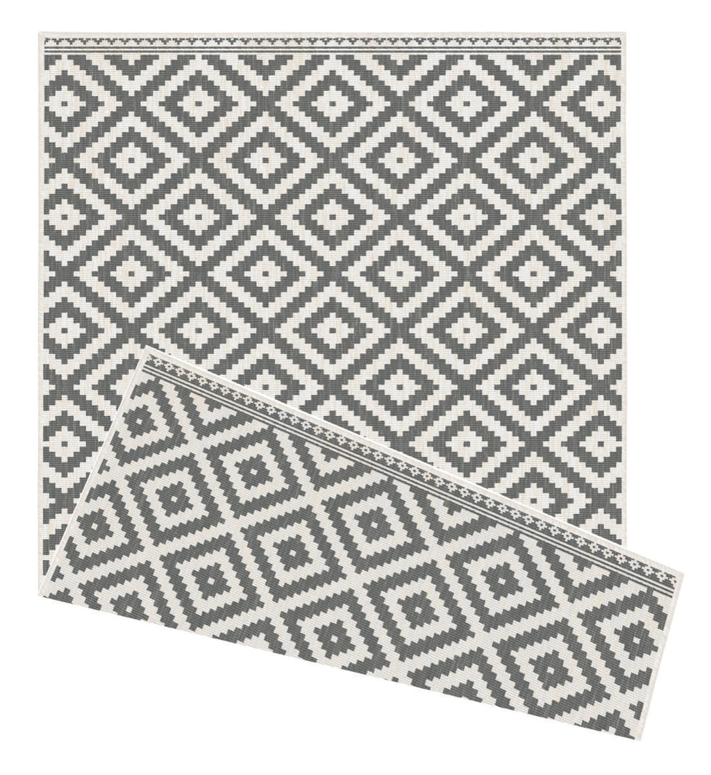 Duo Weave Modern Geo Grey Rug
