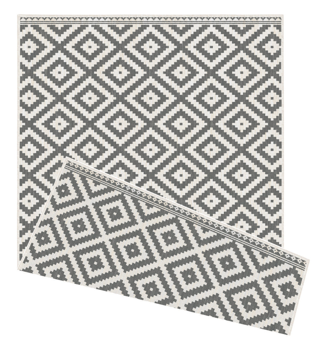 Duo Weave Modern Geo Grey Rug