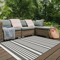 Duo Weave Modern Stripes Grey Rug