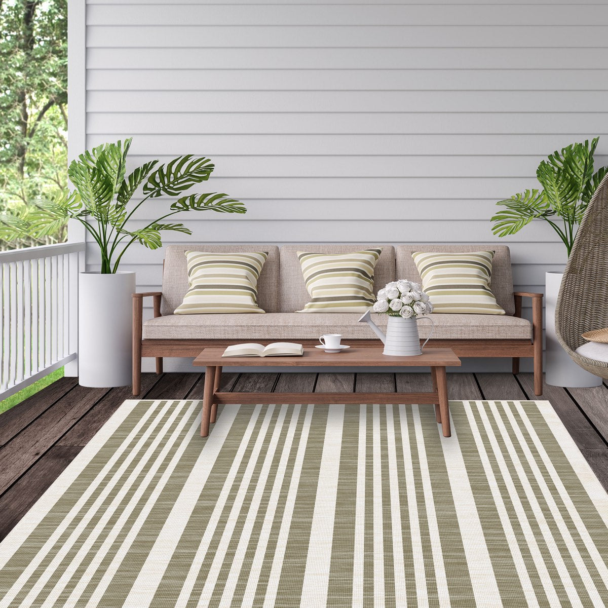 Duo Weave Modern Stripes Natural Rug