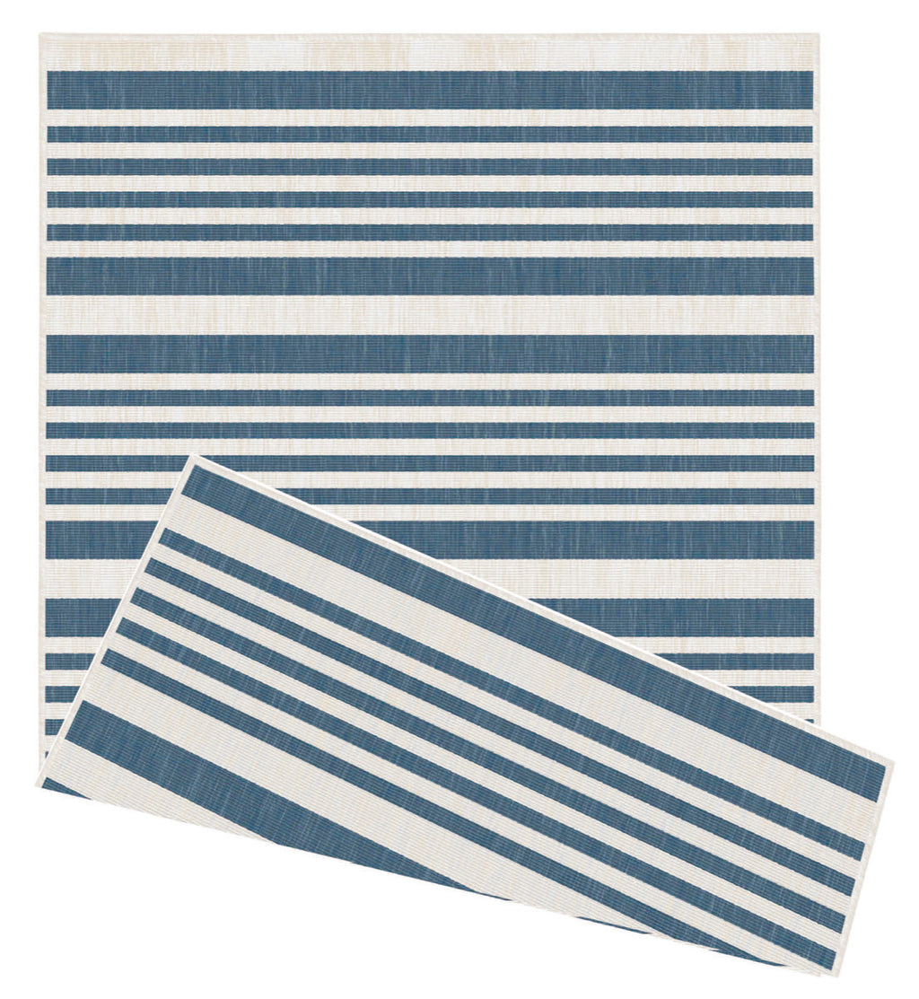 Duo Weave Modern Stripes Ocean Rug