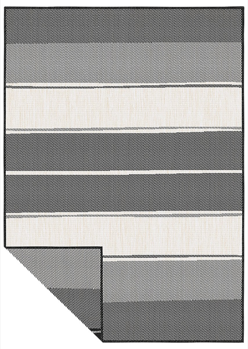 Duo Weave Tonal Stripes Charcoal Rug