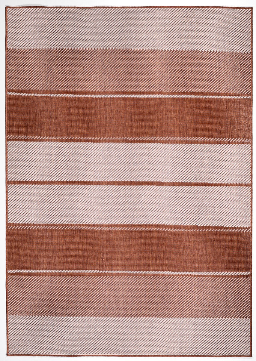 Duo Weave Tonal Stripes Rust Rug
