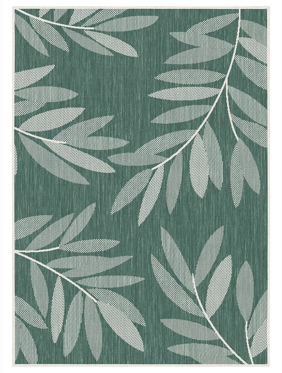 Duo Weave Trailing Leaves Green Rug