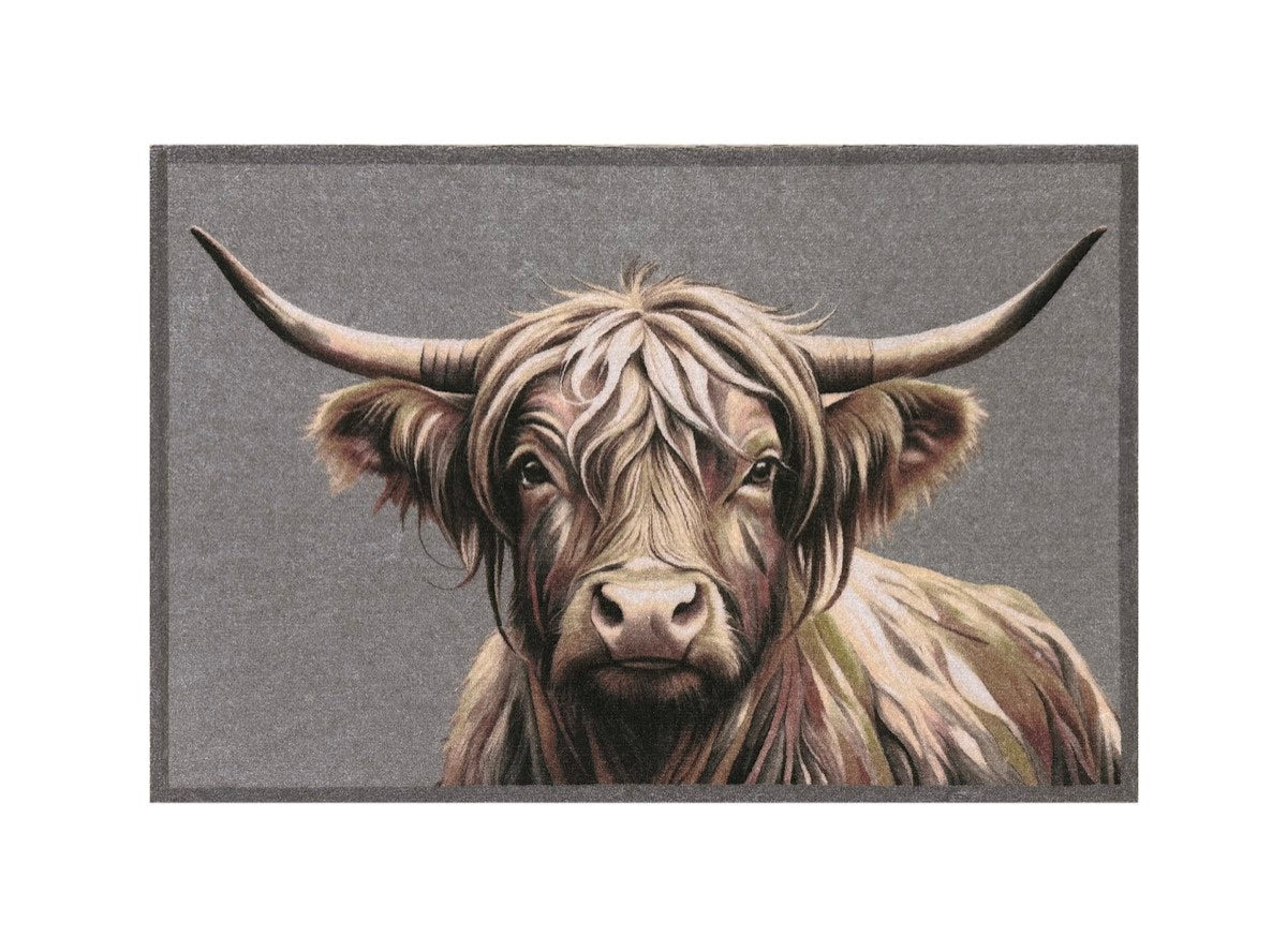 Knightsbridge Highland Cow Brown Doormat